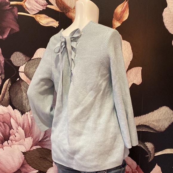 Light Blue Tye Back Sweater - Picture 2 of 3